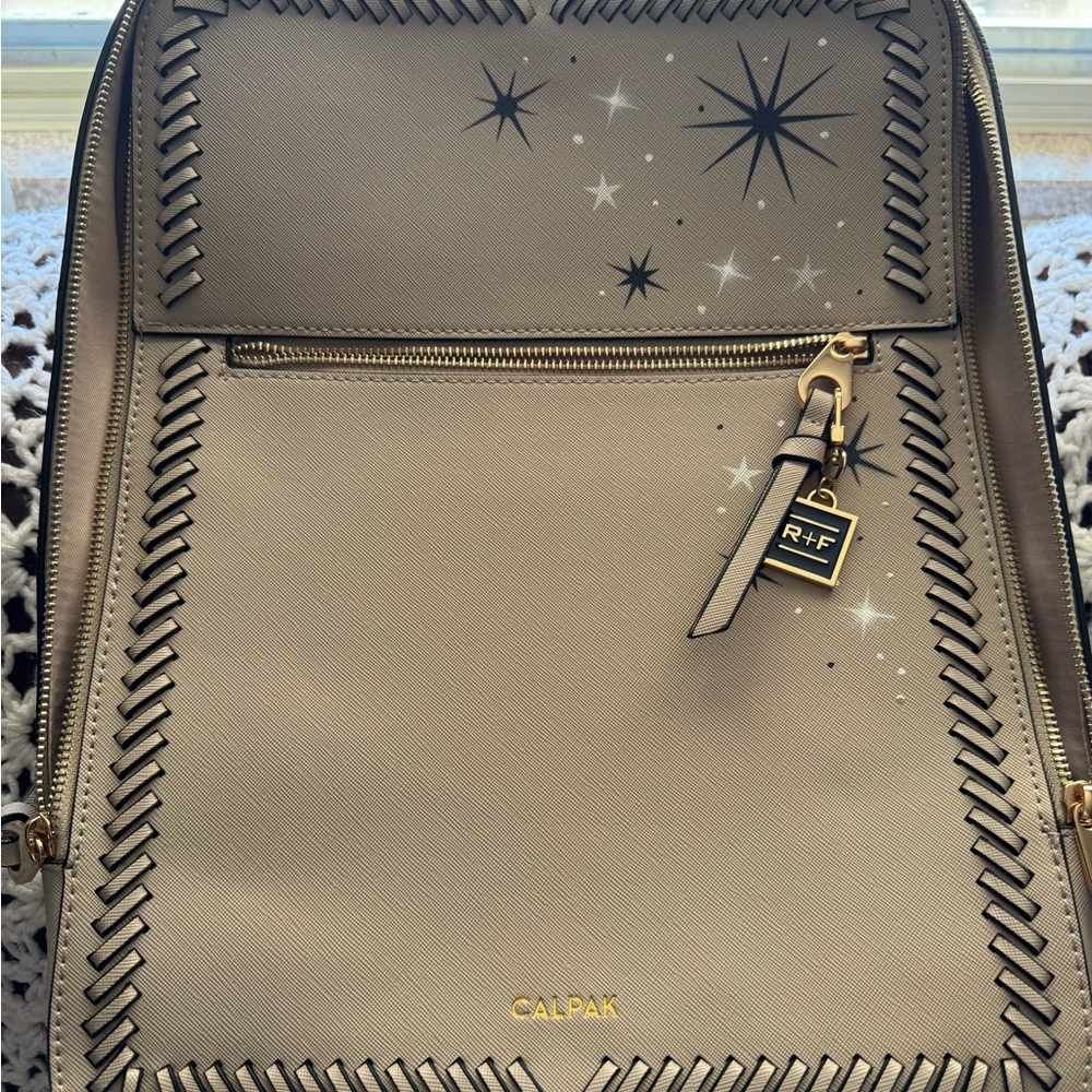 Calpak Beige Star-Patterned Backpack - image 4